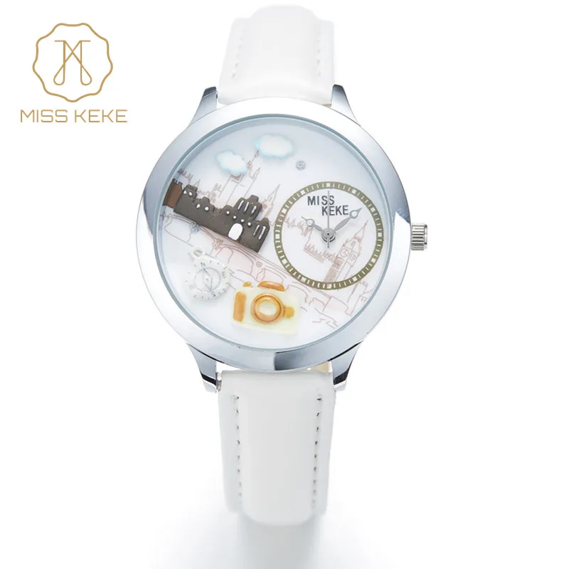 Miss Keke новые 3d глина милые Мини Мир Биг Бен Лондон Париж Сингапур путешествия детские часы женские кожаные Наручные часы 861