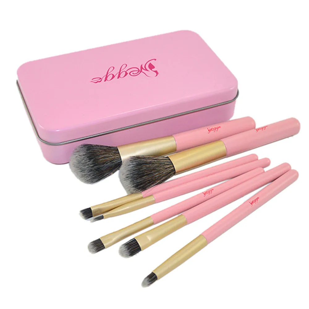 Buy 7PCS Pink Tin Box Makeup Brush Set Makeup Brush