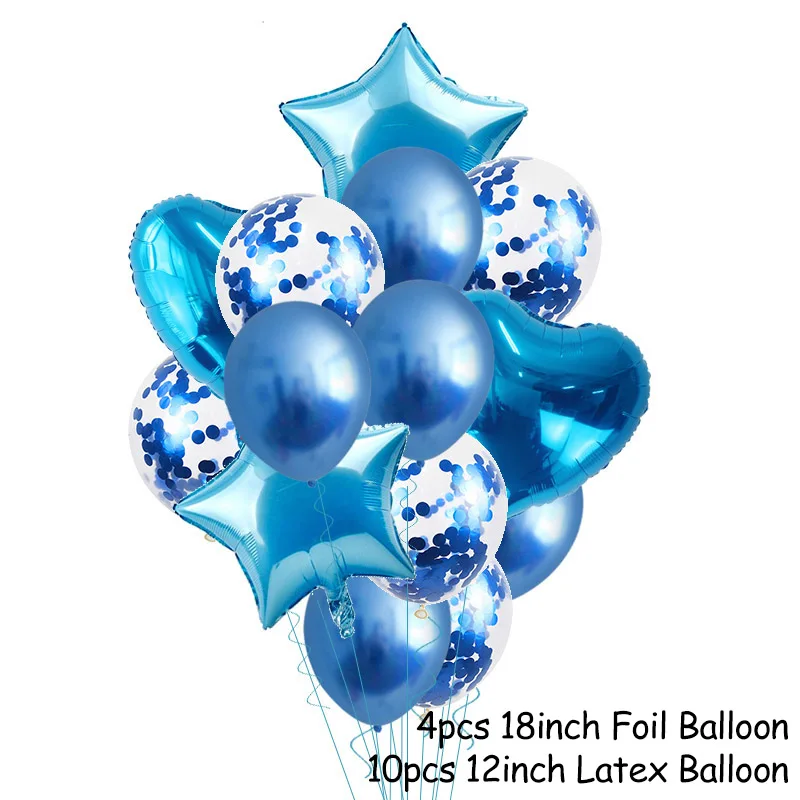 14 шт Золотое сердце звезда воздушный шар "Конфетти" с днем рождения металлические хромированные шары детский душ свадебный Декор баллоны с гелием - Цвет: 14Pcs Balloons 14