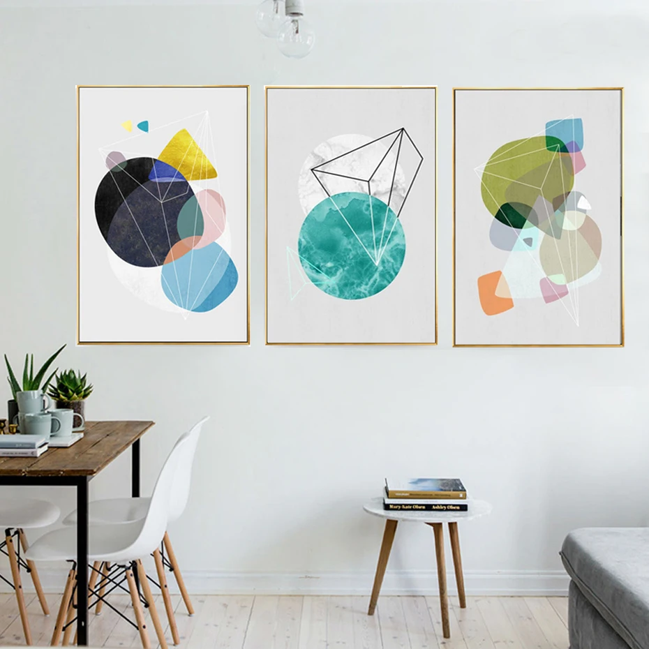Abstract Geometric Canvas Paintings Nordic Minimalist Poster and Print