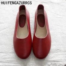 Careaymade-2019 self-made flat sole cowhide women's single shoes, literature and art retro-vintage round-headed hand-made shoes