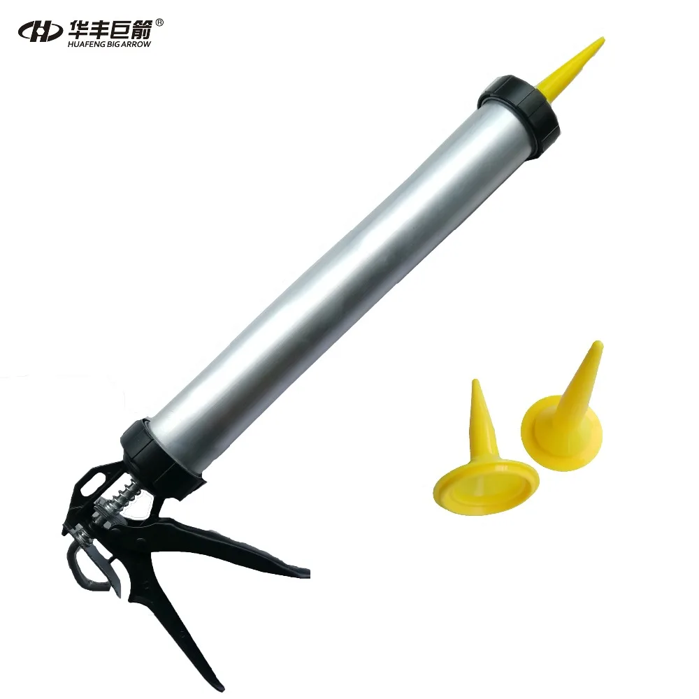 Günstig HUAFENG GROßEN PFEIL Aluminium Gehäuse Kartuschenpistole Glas Klebepistole klebepistole Silikon Pistole mit 2 STÜCK Einbaustutzen