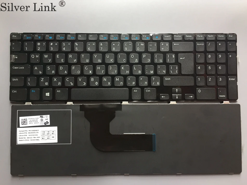 Клавиатура BG Bulgaria для DELL Inspiron 15 3521 15R 5521 черная рамка ноутбука раскладка
