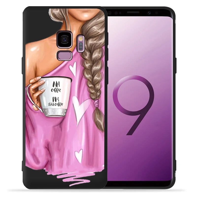 Модный чехол для девочек samsung Galaxy S9 S8 S10 Plus S7 S6 Edge S10 Lite Note9 8 высокий каблук кофейная Цветочная девушка чехол для телефона Etui