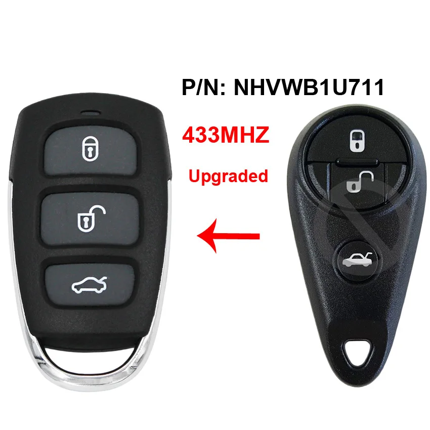 

3 Button Upgraded Remote Car Key Fob 433Mhz for Subaru Tribeca Forester Impreza Legacy Outback P/N: NHVWB1U711 3495A-WB1U711
