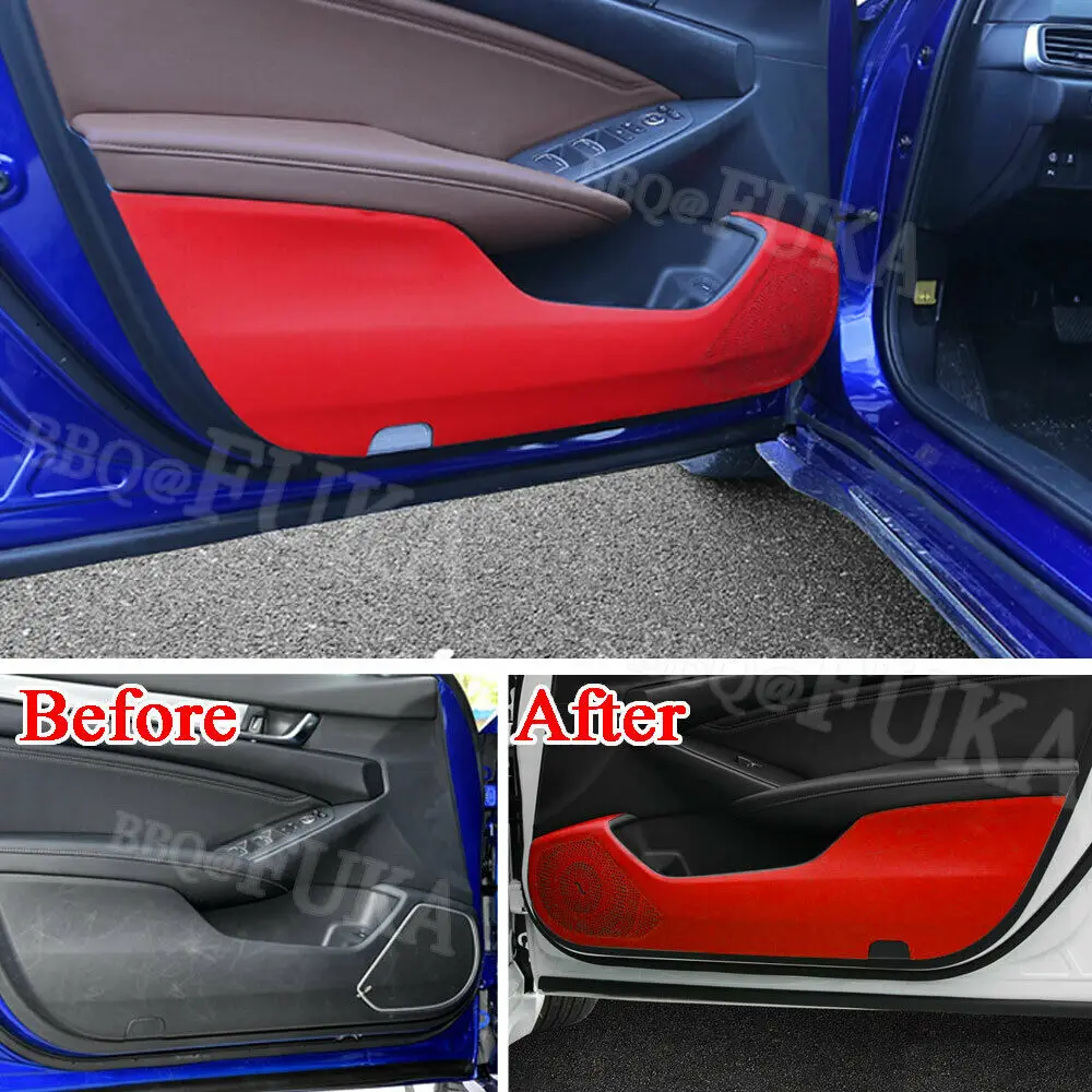 For Honda Accord 18 Door Anti Kick Pad Protector Trim Film Carbon Fiber Leather