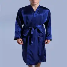 Новинка, черный мужской халат из сатина и вискозы, однотонное цветное кимоно, банное платье, повседневная мужская ночная рубашка, одежда для сна, домашняя одежда, размеры s, m, l, xl, XXL