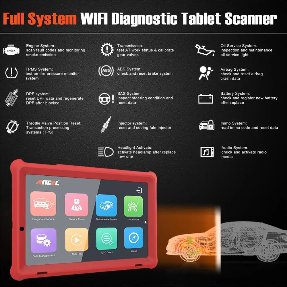 Ancel X5 OBD2 wifi автоматический сканер полная система автомобиля диагностический инструмент Подушка безопасности ABS EPB сброс масла диагностический сканер для автомобиля OBD 2 сканер