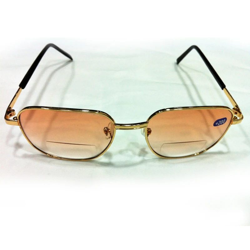 

Men Unisex Square Hyperopia Presbyopic Reading Glasses Full Frame Metal Bifocal Plain Mirror Glasses Degree 1.0-4.0 044