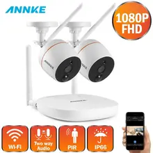 ANNKE 1080P 4CH FHD мини беспроводная система видеонаблюдения Wifi 2шт 2МП ip-камера двухсторонняя аудио PIR домашний комплект системы видеонаблюдения