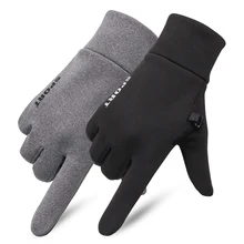 Мужские модные перчатки для верховой езды, Осень-зима, теплые спортивные перчатки с плюшевой подкладкой, водонепроницаемые перчатки для сенсорного экрана
