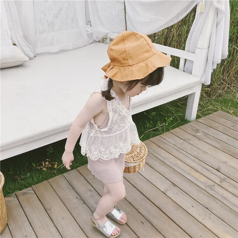 Детская одежда г. летнее платье новая Корейская хлопчатобумажная кружевная майка для девочек Детская Волшебная блуза