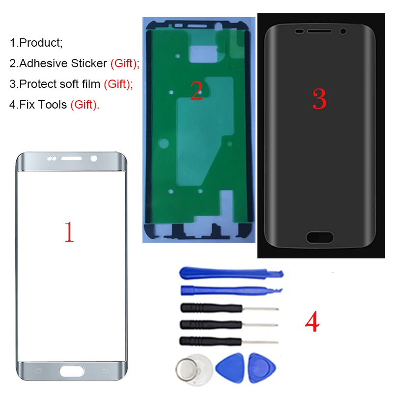 

LOVAIN 1Pcs For Samsung Galaxy S6 Edge G925 Edge Plus G928 G928F Touch Screen Front Glass Panel+Adhesive Sticker+Tools