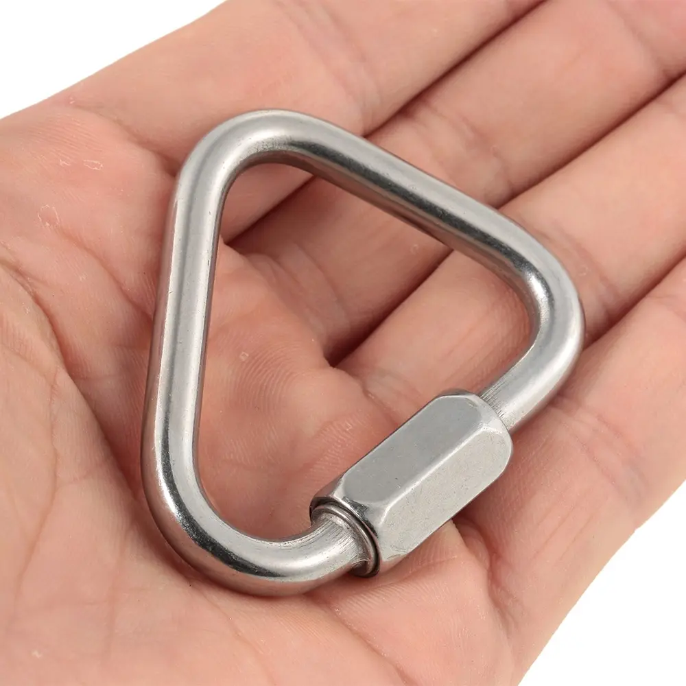 Stainless Steel Triangle Quick Link Locking Carabiner Hanging Hook Buckle  for Outdoor Camping Hiking