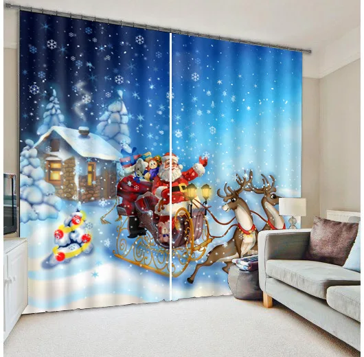 

abbiemao Christmas curtains Santa Claus printing curtain high shading window curtain 3D digital print drape