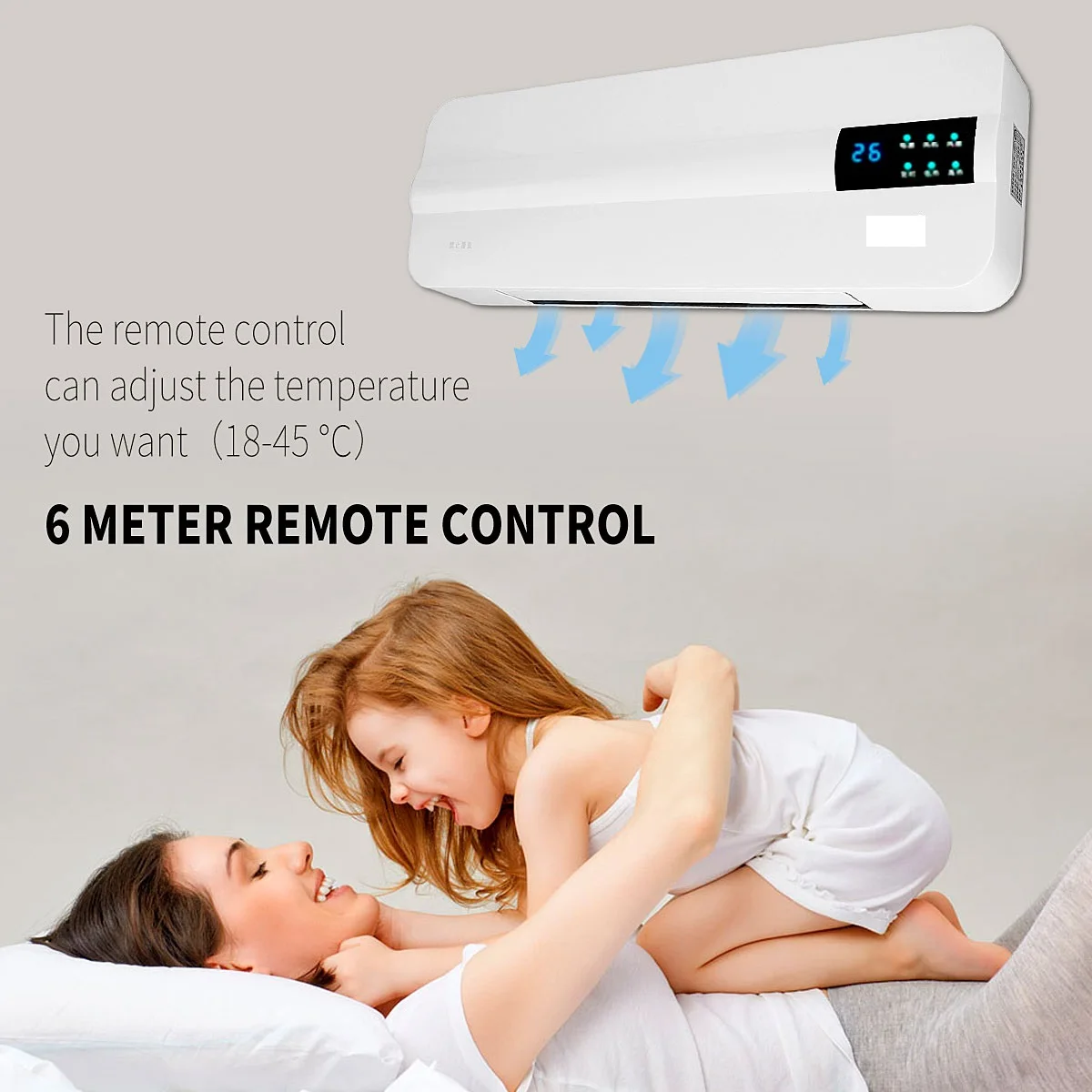 

2000W Wall Mounted Air Cooler Conditioner Heater Fan Heating Cooling Room Bathroom Waterproof Remote Timing Air Conditioning Fan