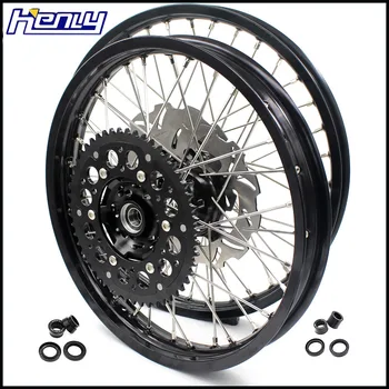 

KKE 21&19 Motorcycle Spoked Wheels Rims Set for HONDA CRF 250R 2015-2020 CRF 450R 2015-2020 Black Sprocket Silver Disc