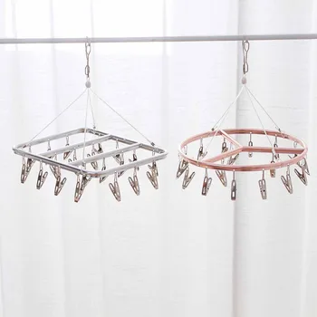 

OTHERHOUSE 20 Clips Pegs Clothing Rack Laundry Clothes Hanger Drying Rack For Bra Socks Underware Clothespin Stainless Steel