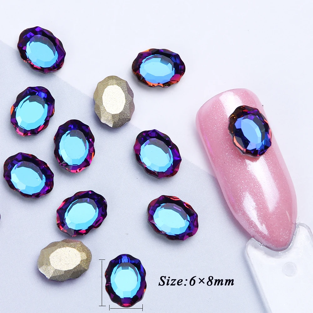 Full Beauty 10pcs Nail Art Crystal Rhinestones Strass Rugby Jewelry Mirror Stones For 3D Gems Manicure Decoration Access CHR10 1|Стразы и