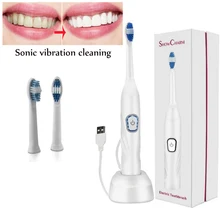 Новая ультра звуковая электрическая звуковая вибрационная зубная щетка для взрослых, Водонепроницаемая USB зарядка, зубные щетки с 3 сменными головками