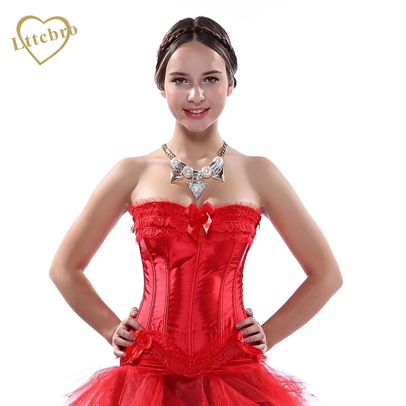 Corsets Plus Size Women Bridal Corset S 6XL Black Red White Satin Top
