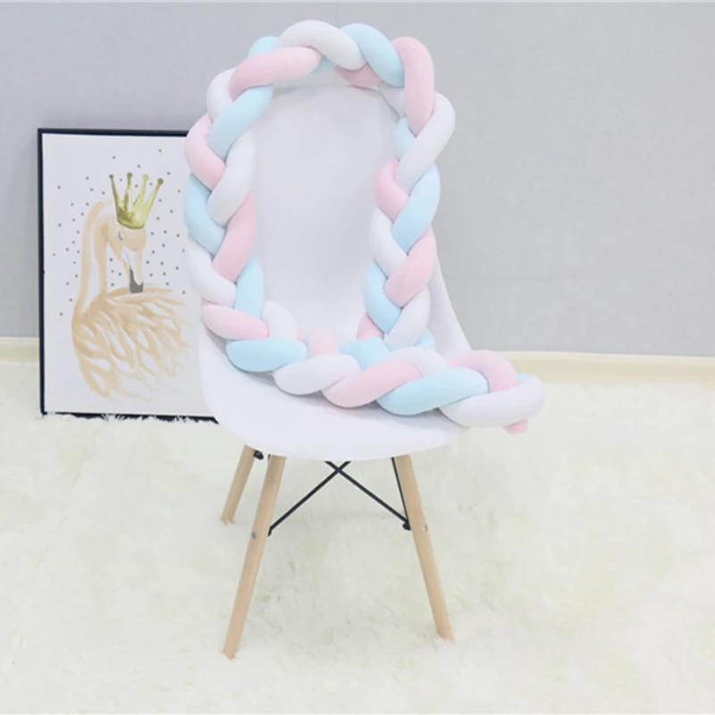 

2M & 3M Baby Crib Protector Knot Baby Bed Bumper Weaving Plush Infant Crib Cushion For Newborn Bebe Bed Bumper Baby Room Decor