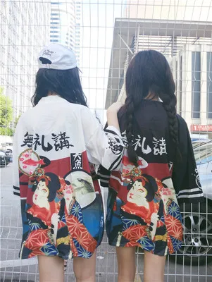 2 цвета HARAJUKU Мультфильм цифра печати Лето кимоно кардиган feminino верхняя одежда(A8053