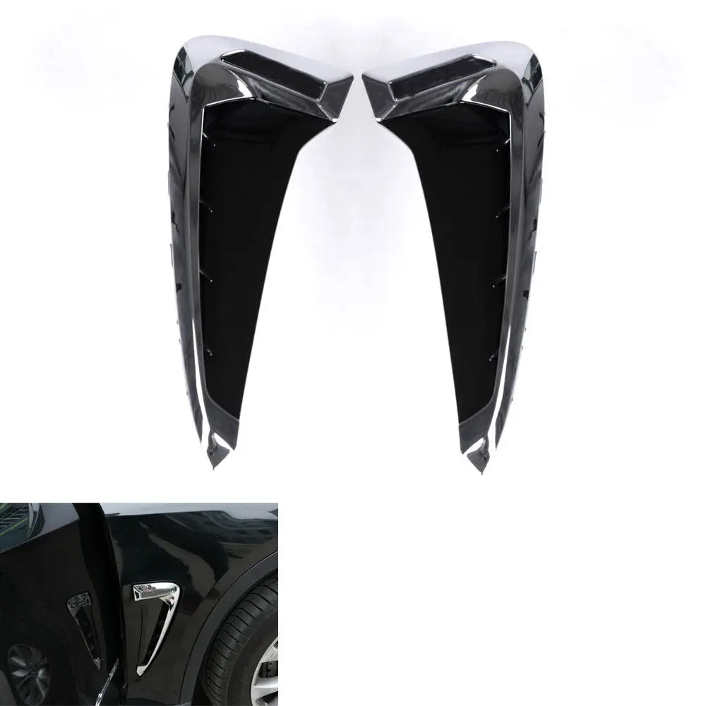 BBQ@FUKA 2Pcs Car Chrome ABS Door Side Vent Air Outlet Cover Trim Wing Car-Styling Fit For BMW X5 F15 2014 2015 Car accessory