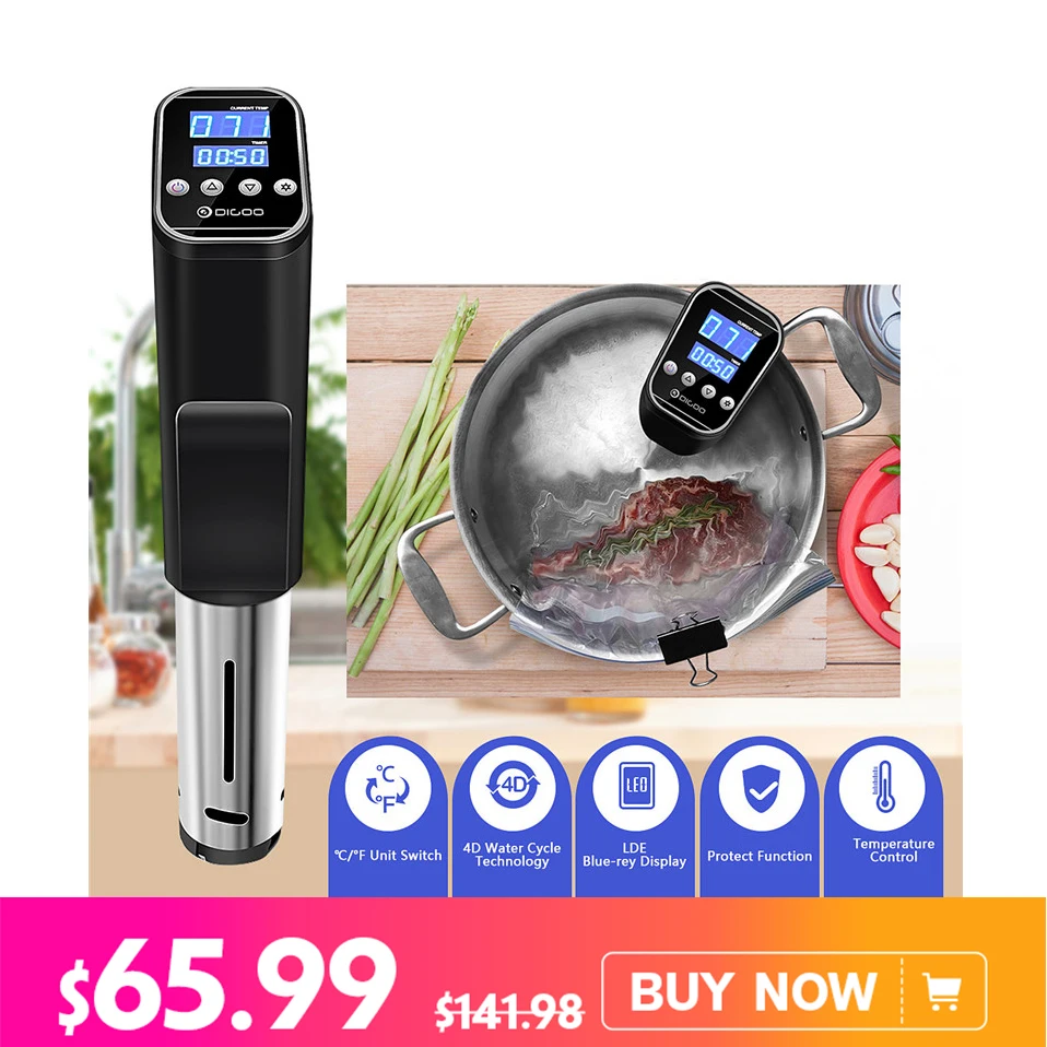 

Digoo DG SV10 Sous Precision Cooker Digital Accurate Temperature Control LED Thermal Immersion Circulator Slow Cooker With Clamp