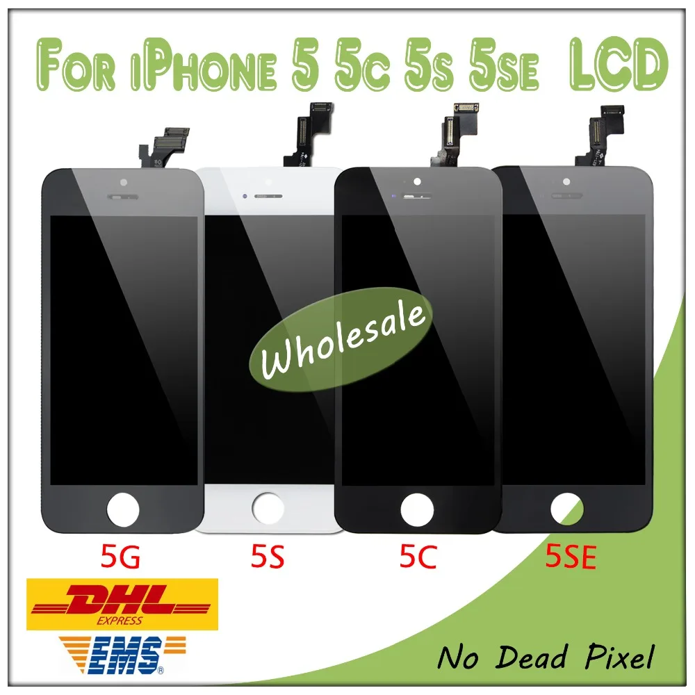 

20 PCS/LOT Best Quality Digitizer Touch Screen and Display LCD For IPhone 5 5G 5C 5S SE Replacement Black White