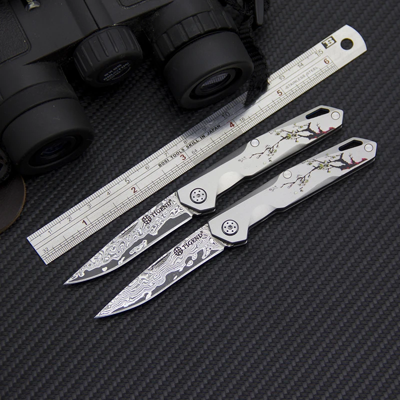 

EDC Mini Tactical Folding Knife Damascus Utility Pocket Knife Outdoor Tools Survival Rescue Knives Self Defense Hunting Tools