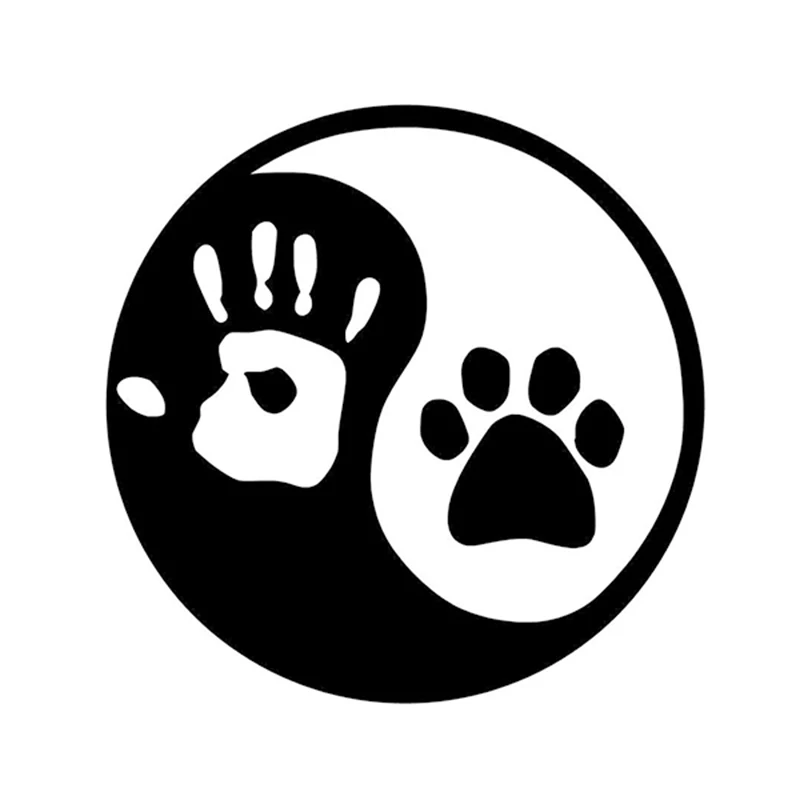 Ying and Yang собака или кошка лапа печать и ручное окно автомобиля виниловая наклейка