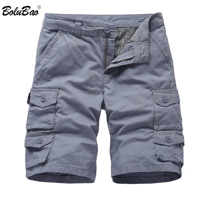 BOLUBAO мужские шорты с большим количеством карманов Мужские Простые прямые шорты мужские однотонные модные карго-шорты мужские шорты