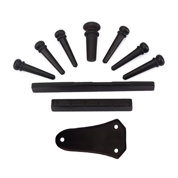 

10x Ebony Bridge Pins Nut Saddle Endpin Truss Rod Cover Guitar Replacement Parts