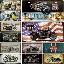 Мотоцикл номер автомобиля металлический номерной знак табличка металлический винтажный оловянный знак винтажные металлические знаки украшение бар металлический плакат Pin Up