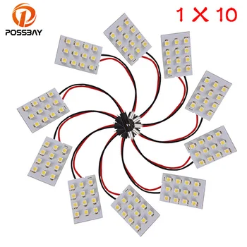 

POSSBAY 10 Pcs 12 SMD LED Auto/Vehicle/SUV/Car Interior Panel Dome Lights Lamps Bulbs with T10 BA9S Festoon Adaptors White