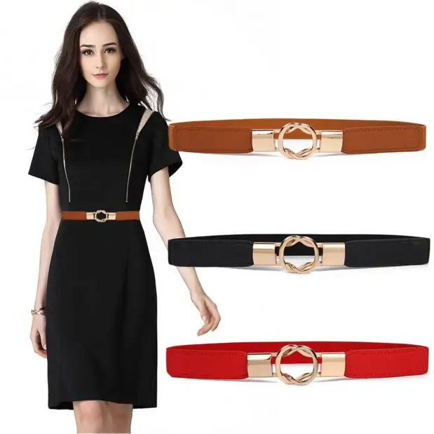 Женский эластичный пояс с пряжкой винтажный из розового золота|elastic wide belt|fashion