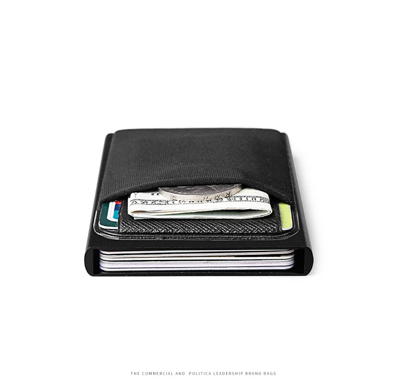 Индивидуальная Настройка Для мужчин Алюминий бумажник с карманом ID Card Holder RFID Блокировка мини-тонкий автоматический Pop up Кредитная карта