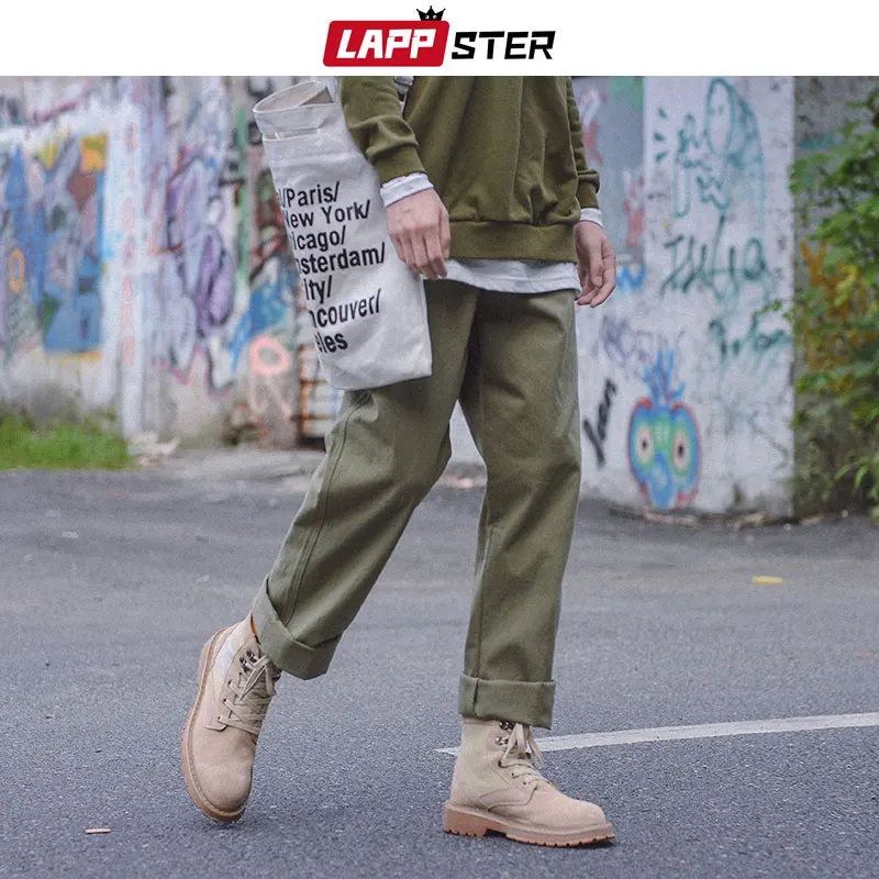 LAPPSTER Men Harajuku Wide Leg Cargo Pants 2020 Streetwear Vintage Harem Pants Male Khaki Fashions Sweatpants Cotton Trousers LAPPSTER Men Harajuku Wide Leg Cargo Pants 2020 Streetwear Vintage Harem Pants Male Khaki Fashions Sweatpants Cotton Trousers
