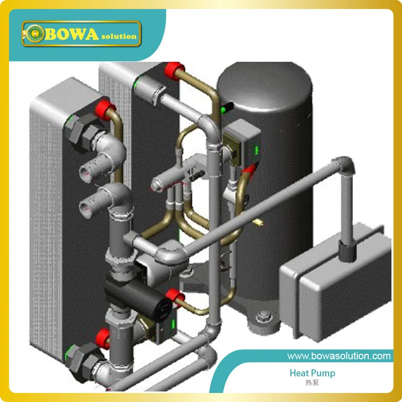 4300kcal R410a geothermal heat pump water heater's plate heat exchangers  make the unit become compact size and have nice shapes