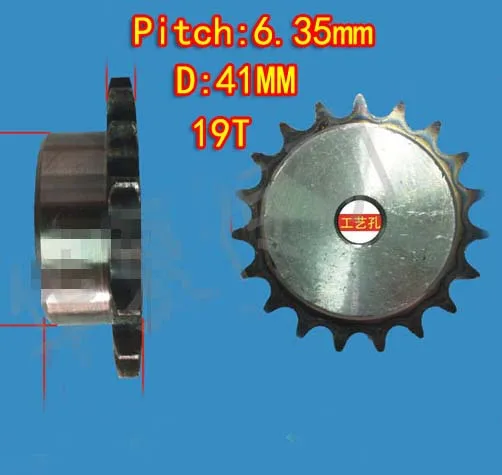 

5PCS Freeshipping 19T D:41mm Precision 45 steel quenching sprocket chain wheel M5 standard screw -pitch 6.35 hole:6mm