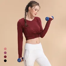 Женская спортивная рубашка для фитнеса с длинным рукавом, топы для бега и тренировок для женщин, сухой облегающий топ для занятий спортом, фитнесом, йогой, Женский Топ для бега, черный, красный