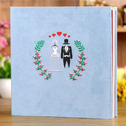 

18 Inch Plush Emboidery Large Capacity 200 Photos AlbumSelf-Adhesive DIY Album HandMade Scrapbooking Book Wedding Fotoalbum