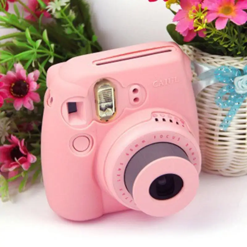 Новый Серебристые мягкий чехол для камеры кожаный силиконовый Fujifilm Instax mini8/8