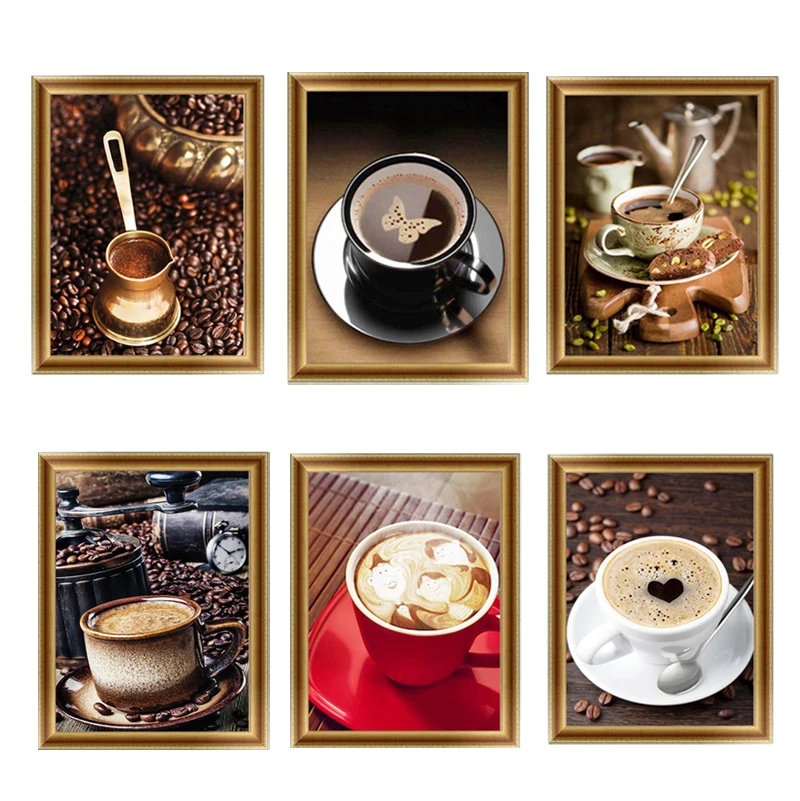 

Diamond Painting Cafe Scenery Diamond Embroidery Coffee Picture Full Drill Diamond Mosaic diamond Draw Wall Sticker Home Decor