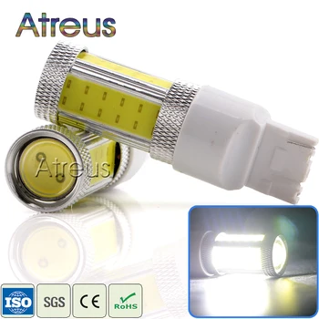 

Atreus 2Pcs Car LED T20 Single Wire 1250LM COB 25W White Rear Fog Lamp Bulb Auto Park Brake Fog Lights 12V with lens Accessories