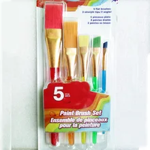 Flat Colorful Nylon Hair Paint Brush Set For Watercolor Oil Gouache Brush Painting Supplies Wholesale 5Pcs/Set