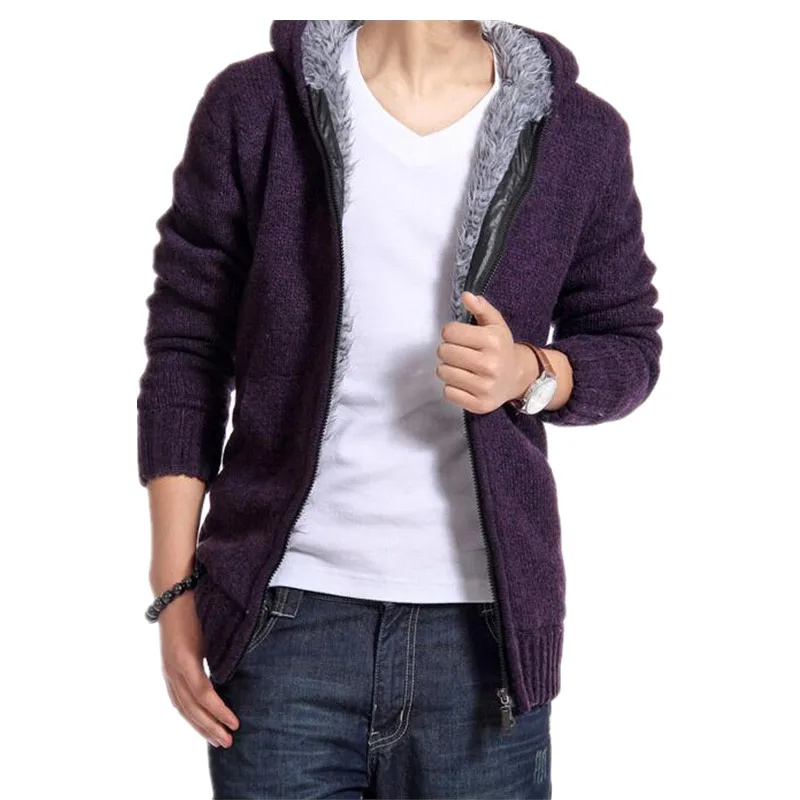Горячая распродажа, модные мужские свитера, бархатный теплый кардиган с капюшоном, утолщенный свитер, Мужская импортная одежда