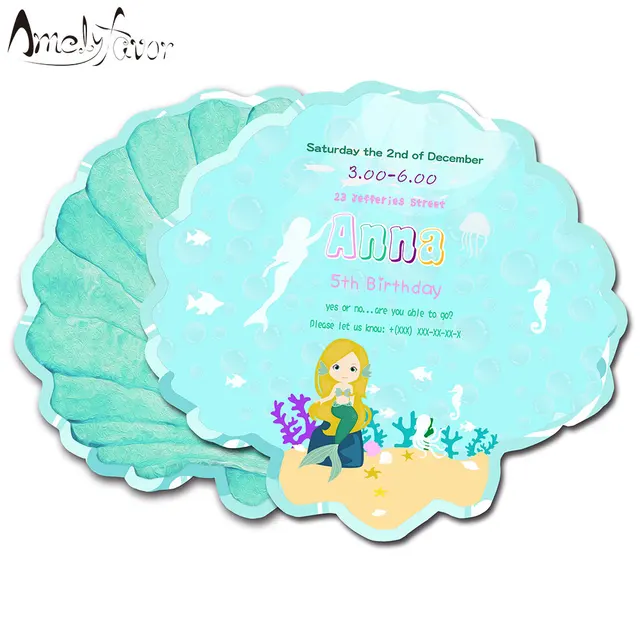mermaid theme invitations card birthday party supplies birthday invitation cards for birthday party for kids