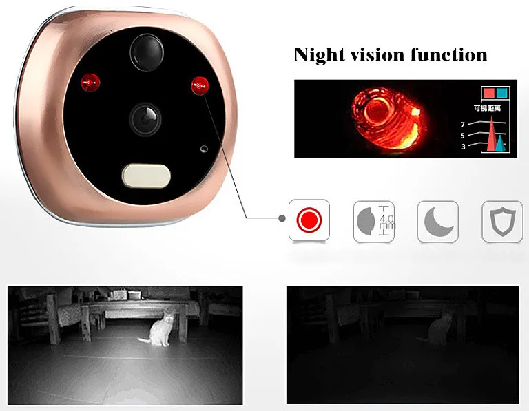 Легкая установка 4,3 дюймов TFT lcd дверной звонок глазок камера ночного видения 160 широкий угол обзора
